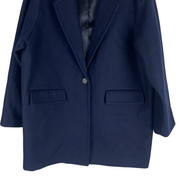 J. Crew Wool Blend Melton Boyfriend Coat One Button Navy Blue Size 12 - Picture 6 of 12